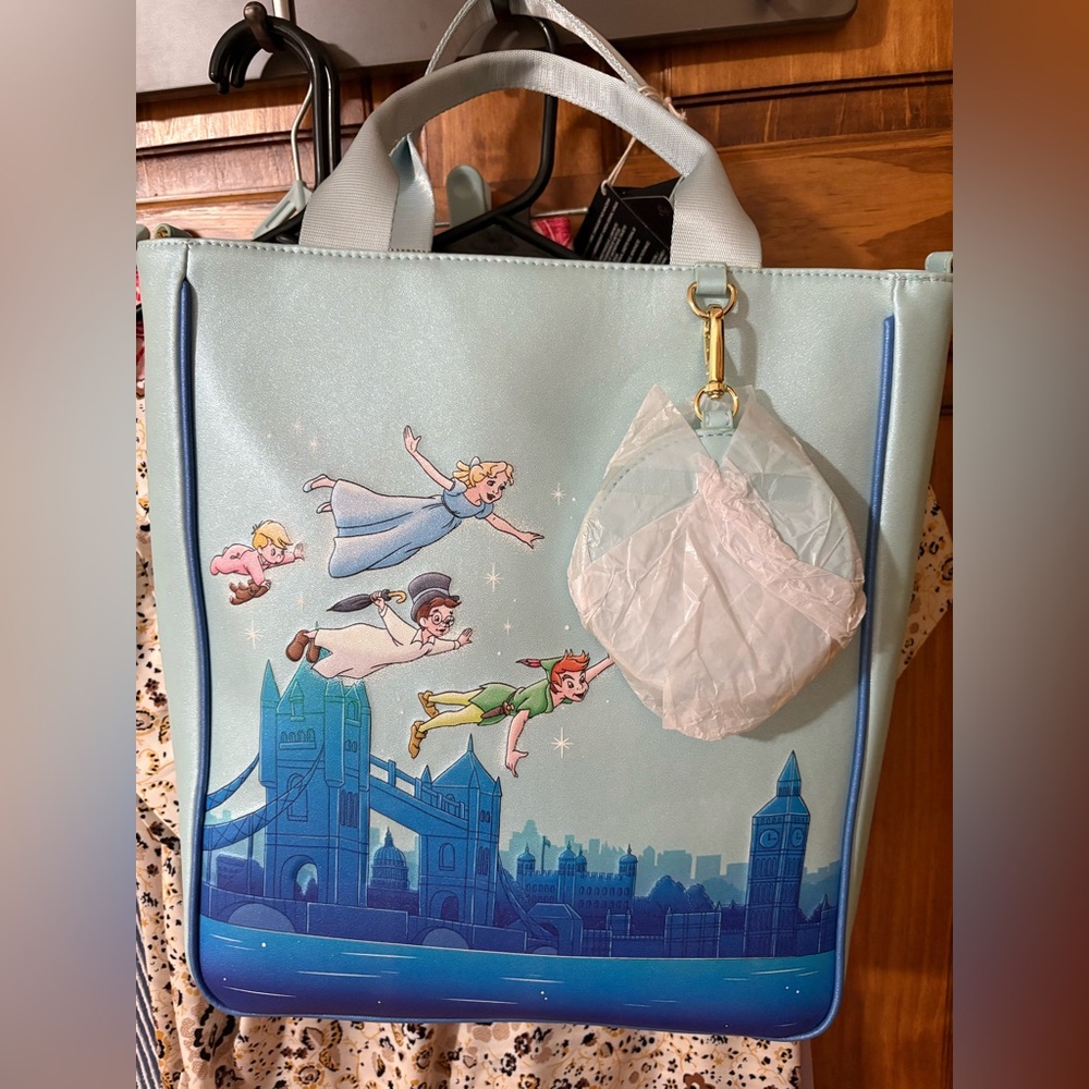 Loungefly Peter Pan You Can Fly Glow Tote Bag With Coin Bag NWT